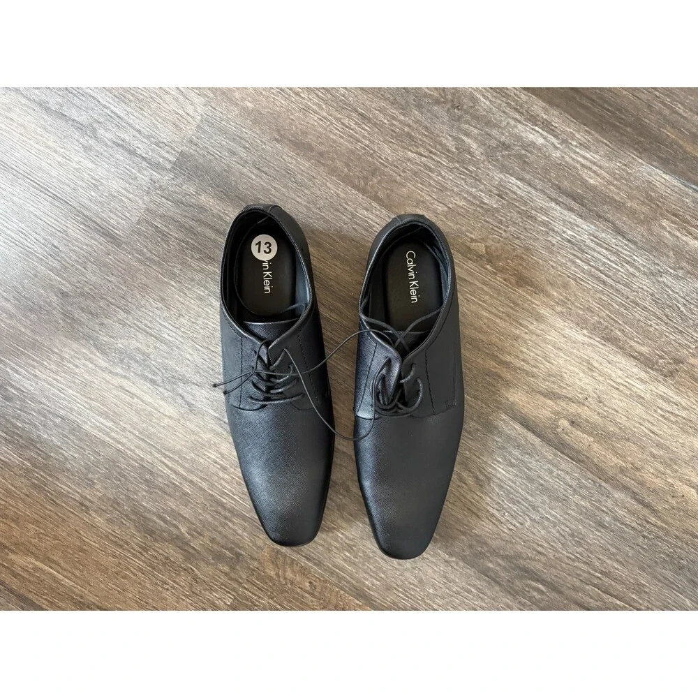 Calvin Klein Mens Dress Oxford Shoes Style  Black Textured CMJAVE-R sz 13 NEW